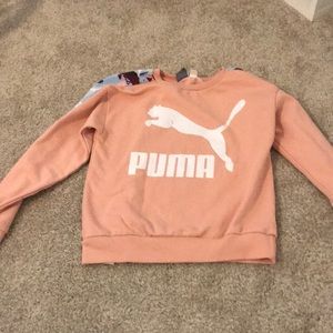kids floral glittery puma sweater